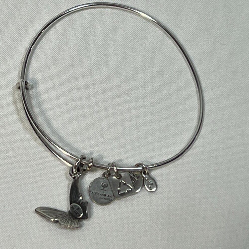 Alex and Ani Silver Butterfly Charm Bangle Bracelet